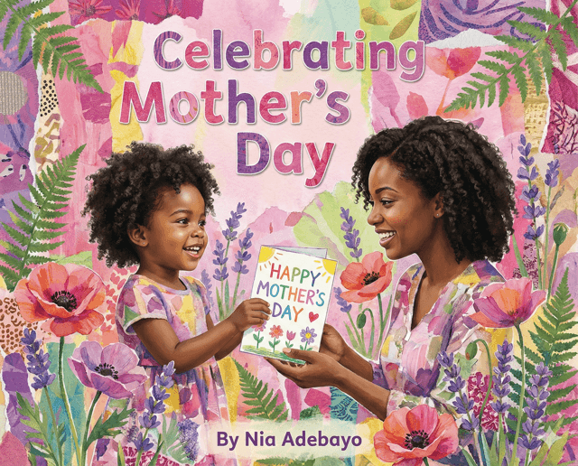 A child handing a handmade card to their mother